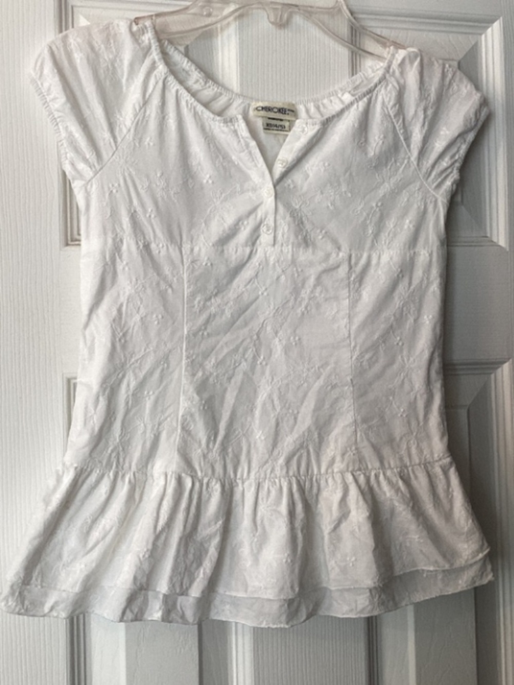 Cherokee Girls White Embroidered Cap Sleeve Top / Blouse XS 4/5